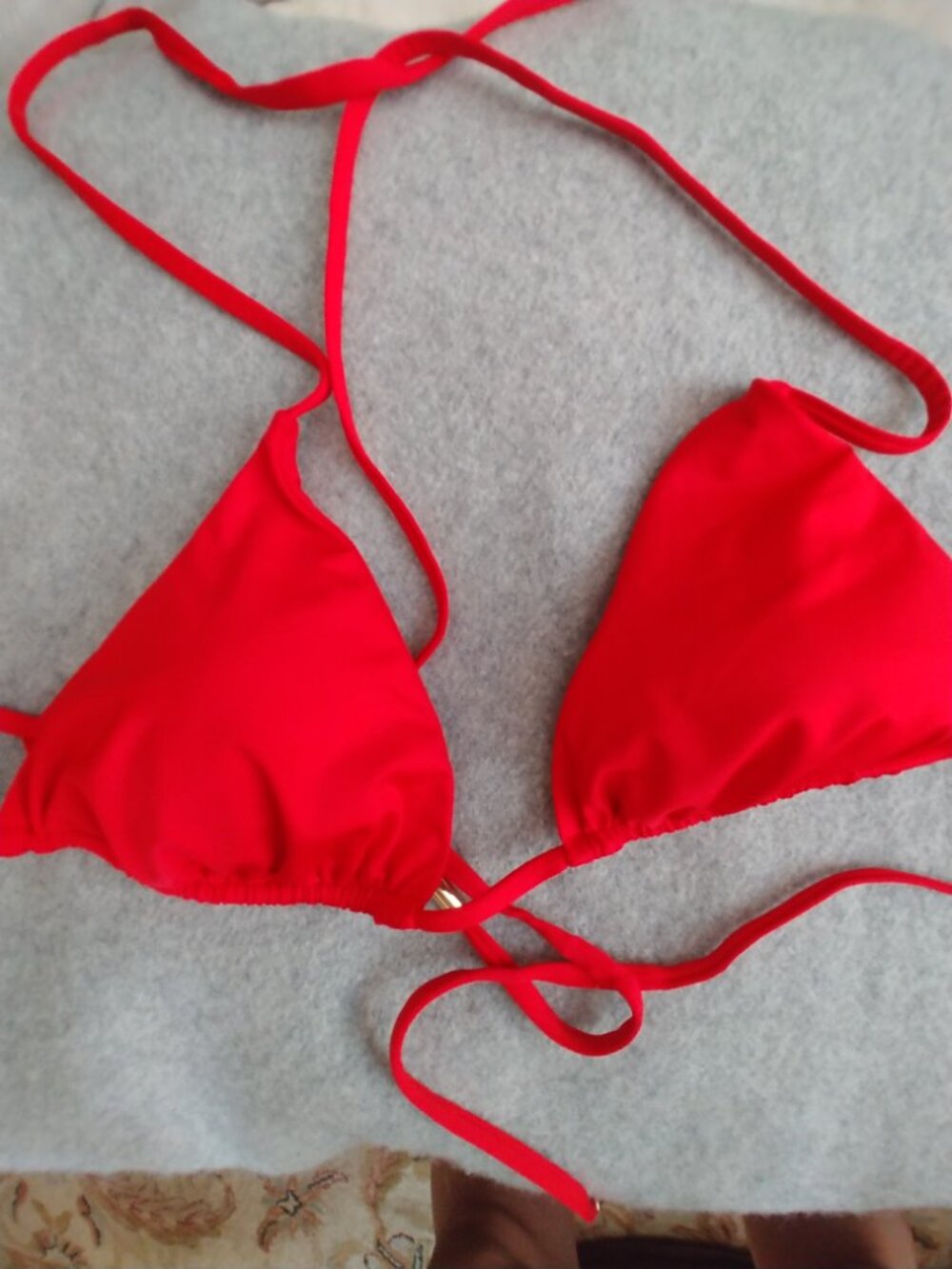 MONDAY SWIMWEAR red triangle bikini top size Large